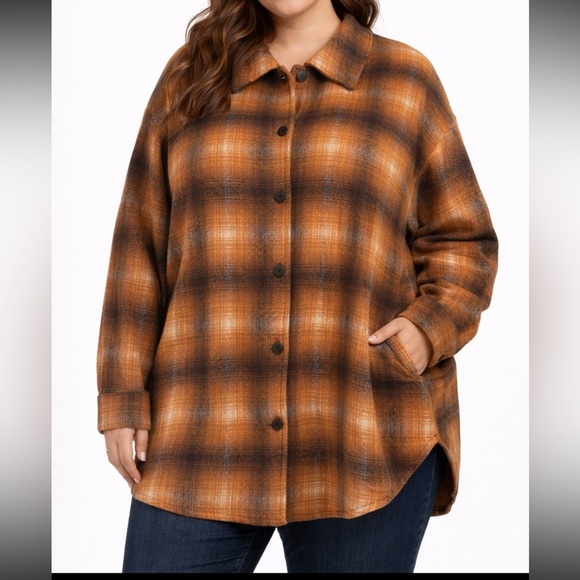 J. Jill Jackets & Blazers - J.Jill Evermore Plaid Flannel Shacket Women 2X Cozy Button Front Fall Layer